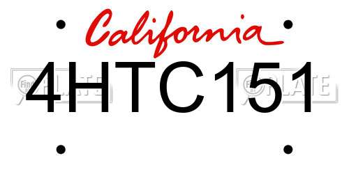 4HTC151 California License Plate