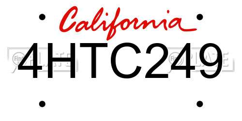 4HTC249 California License Plate