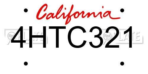 4HTC321 California License Plate