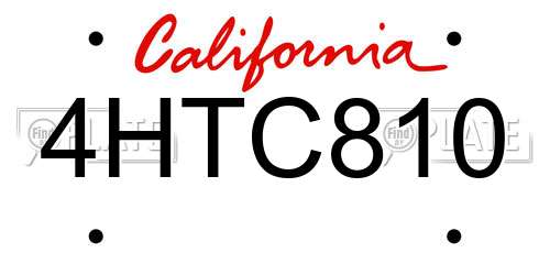 4HTC810 California License Plate