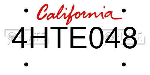 4HTE048 California License Plate