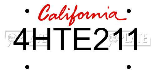 4HTE211 California License Plate