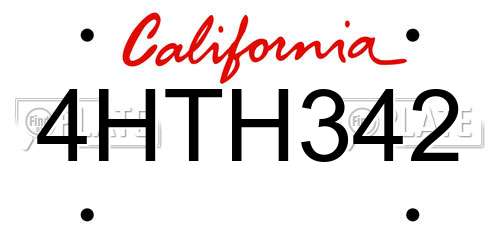 4HTH342 California License Plate