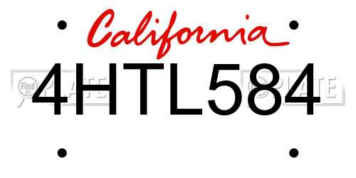 4HTL584 California License Plate
