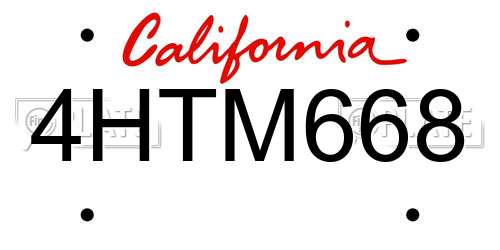 4HTM668 California License Plate