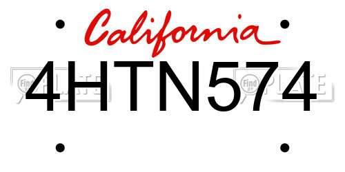 4HTN574 California License Plate