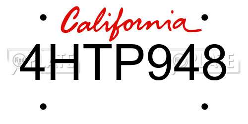 4HTP948 California License Plate