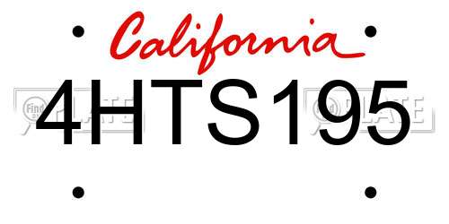 4HTS195 California License Plate