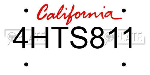 4HTS811 California License Plate