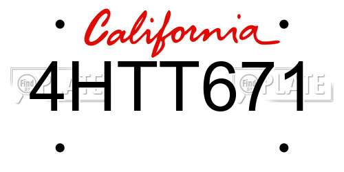 4HTT671 California License Plate