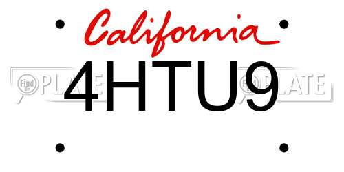 4HTU9 California License Plate
