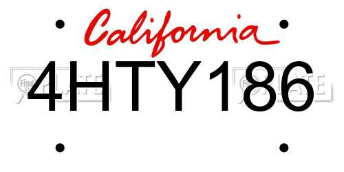 4HTY186 California License Plate