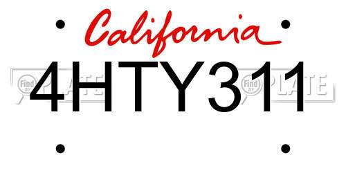 4HTY311 California License Plate