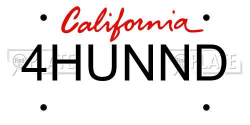 4HUNND California License Plate