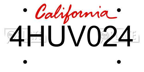 4HUV024 California License Plate