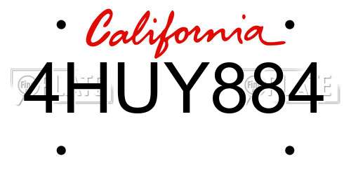 4HUY884 California License Plate