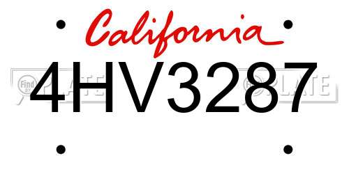 4HV3287 California License Plate