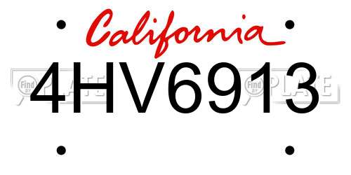 4HV6913 California License Plate