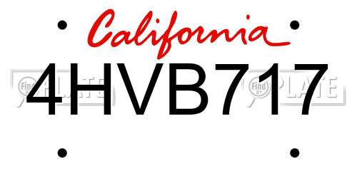 4HVB717 California License Plate