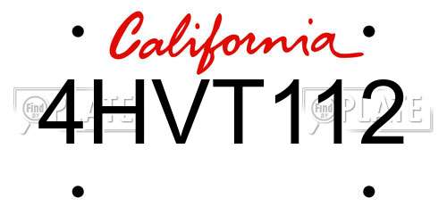 4HVT112 California License Plate