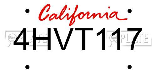 4HVT117 California License Plate