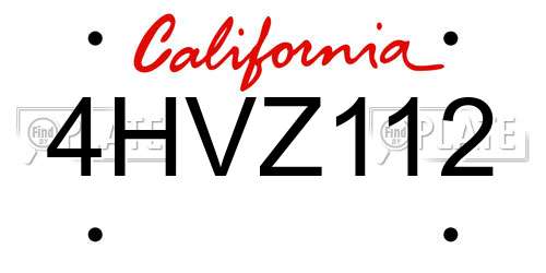 4HVZ112 California License Plate