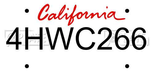 4HWC266 California License Plate