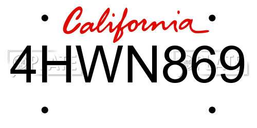4HWN869 California License Plate
