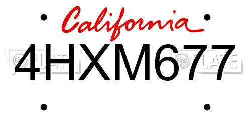 4HXM677 California License Plate