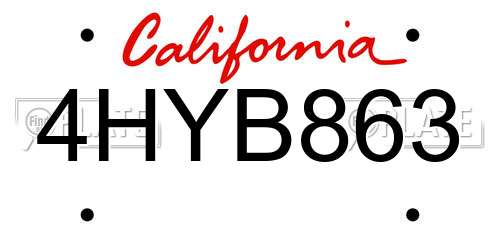 4HYB863 California License Plate