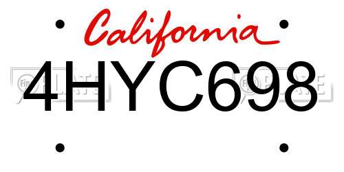 4HYC698 California License Plate