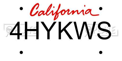 4HYKWS California License Plate