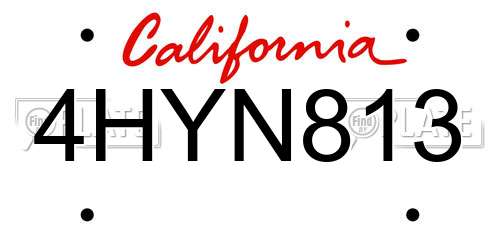 4HYN813 California License Plate