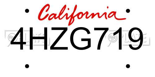 4HZG719 California License Plate