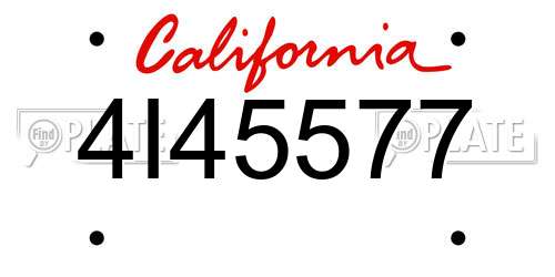 4I45577 California License Plate