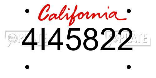 4I45822 California License Plate