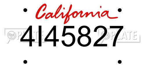 4I45827 California License Plate