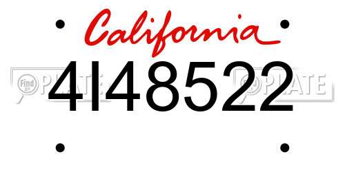 4I48522 California License Plate