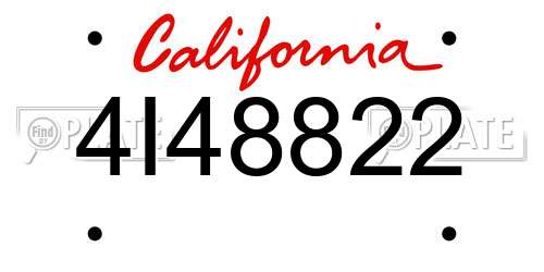 4I48822 California License Plate
