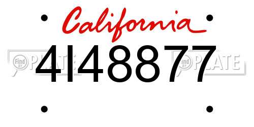 4I48877 California License Plate