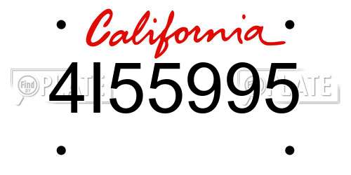 4I55995 California License Plate
