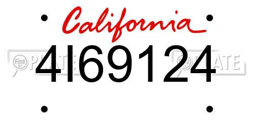 4I69124 California License Plate