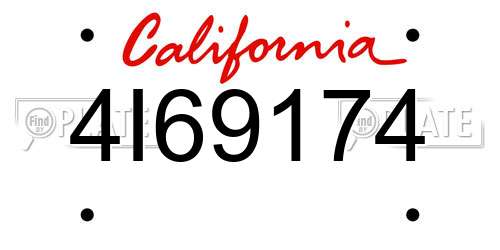 4I69174 California License Plate