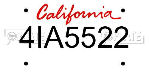 4IA5522 California License Plate
