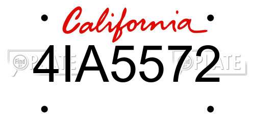 4IA5572 California License Plate