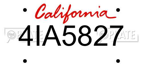 4IA5827 California License Plate