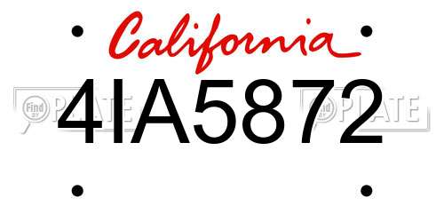 4IA5872 California License Plate