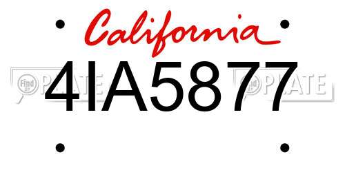 4IA5877 California License Plate