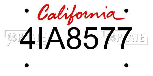 4IA8577 California License Plate