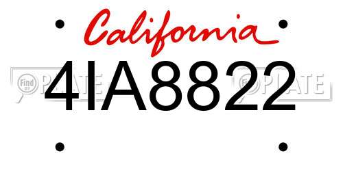 4IA8822 California License Plate
